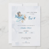 Pilot Bear Airplane 2nd Birthday Party Invitation 招待状 (正面)