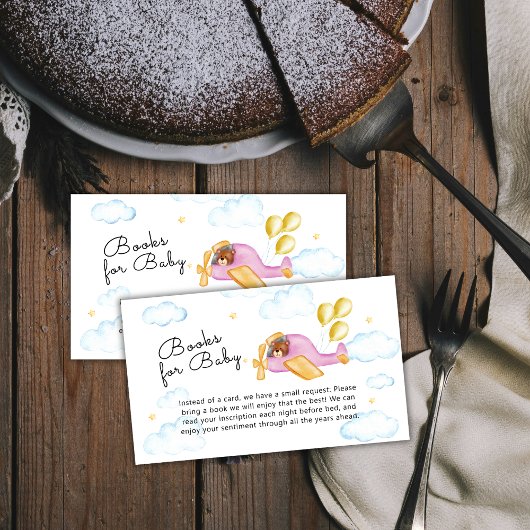 Pilot Bear Balloon Airplane Books For Baby Shower エンクロージャーカード