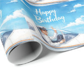 Pilot Birthday flying on Sky  ラッピングペーパー (ロールコーナー)