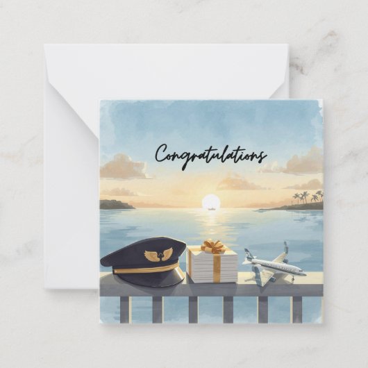 Pilot Congratulations Note Card – Elegant Aviation ノートカード (正面)
