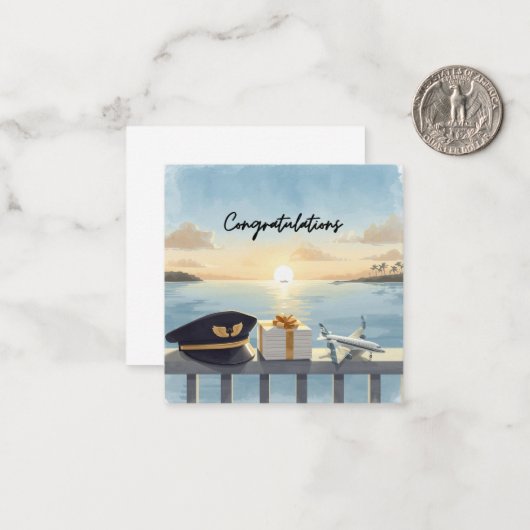 Pilot Congratulations Note Card – Elegant Aviation ノートカード (正面/裏面インサイチュ)
