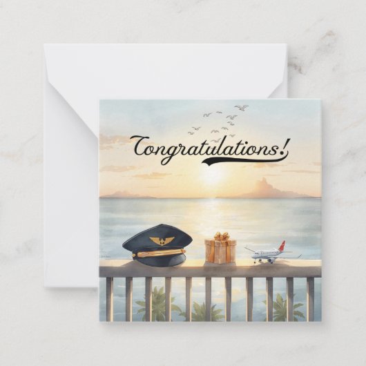 Pilot Congratulations Note Card – Elegant Aviation ノートカード (正面)