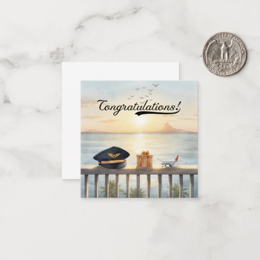 Pilot Congratulations Note Card – Elegant Aviation ノートカード (正面/裏面インサイチュ)