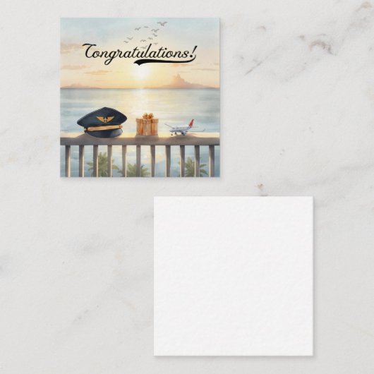 Pilot Congratulations Note Card – Elegant Aviation ノートカード (正面/裏面)