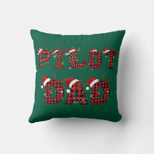 Pilot Dad Christmas Letters Lights Ornaments Funny クッション (裏面)