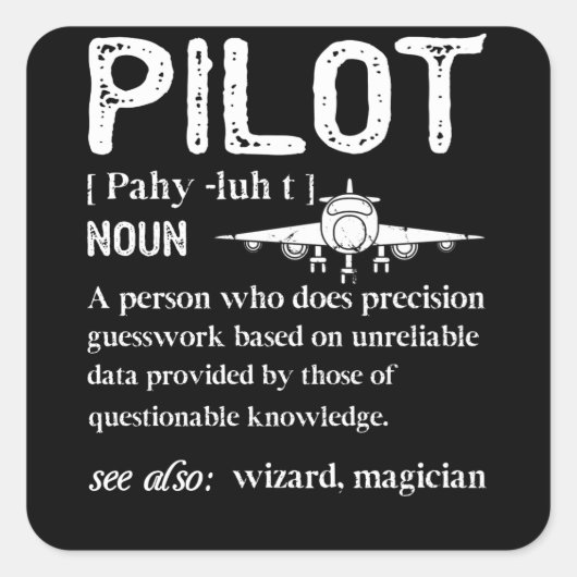 Pilot Definition Who Lover Airplane スクエアシール (正面)