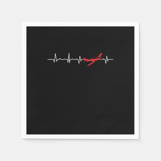 Pilot Heartbeat Aviator Flight Engineers Airplane  スタンダードカクテルナプキン (正面)