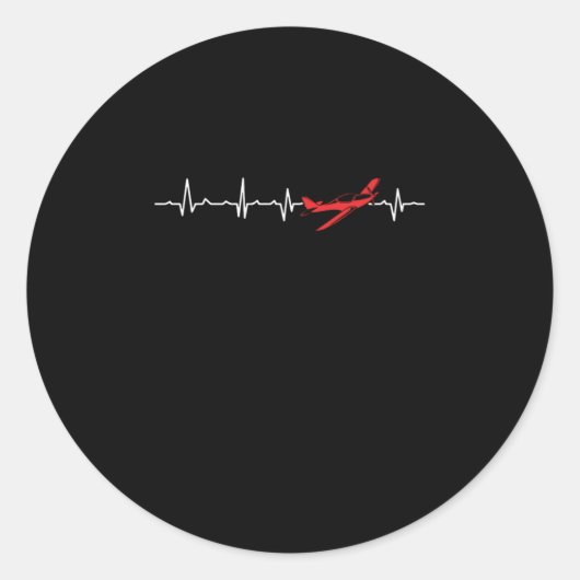 Pilot Heartbeat Aviator Flight Engineers Airplane  ラウンドシール (正面)