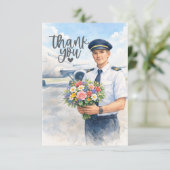 Pilot holds flowers on the runway  サンキューカード (スタンド正面)
