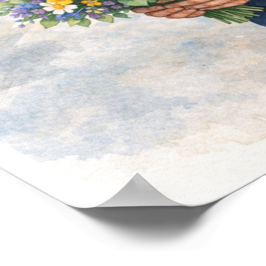 Pilot holds flowers standing on the runway  ポスター (角)