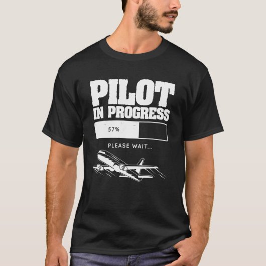 Pilot In Progress Flight Aviation Future Copilot Tシャツ (正面)