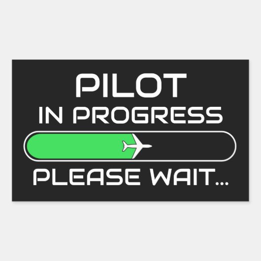 PIlot in Progress Funny Aviation Flight School 長方形シール (正面)