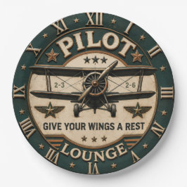 Pilot Lounge Vintage Biplane Classic Aviation ペーパープレート