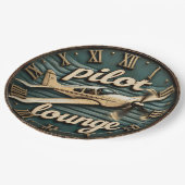 Pilot Lounge Vintage Propeller Airplane ペーパープレート (アングル)