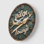 Pilot Lounge Vintage Propeller Airplane ラージ壁時計 (傾斜)