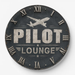 Pilot Lounge Welcome Vintage Biplane ペーパープレート