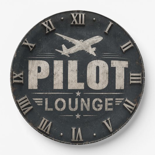 Pilot Lounge Welcome Vintage Biplane ペーパープレート (正面)