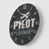 Pilot Lounge Welcome Vintage Biplane ラージ壁時計 (傾斜)
