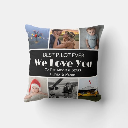 Pilot Modern 'We Love You' Custom Photo Collage クッション (裏面)