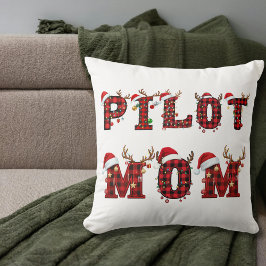 Pilot Mom Christmas Letters Lights Ornaments Funny クッション