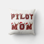 Pilot Mom Christmas Letters Lights Ornaments Funny クッション (正面)