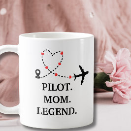 Pilot Mom Legend Airplane and Heart Custom コーヒーマグカップ