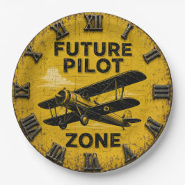 Pilot On Duty Vintage Airplane Hangar Decor ペーパープレート