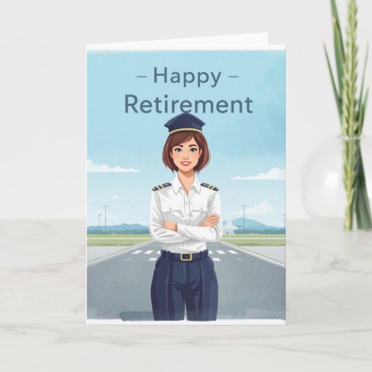 Pilot Retirement with airport background カード (正面)