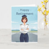 Pilot Retirement with airport background カード (黄色い花)