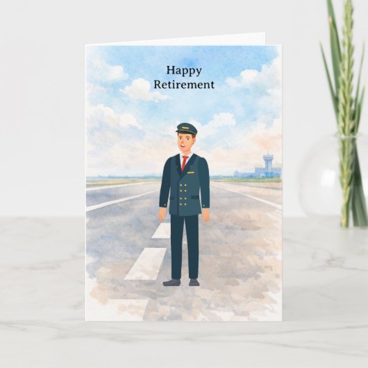 Pilot Retirement with airport background カード (正面)