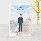 Pilot Retirement with airport background カード (黄色い花)
