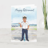 Pilot Retirement with airport background カード (正面)