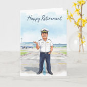 Pilot Retirement with airport background カード (黄色い花)
