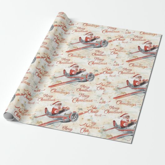 Pilot Santa is Flying for Christmas in the Sky ラッピングペーパー (アンロールド)
