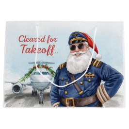 Pilot Santa is Flying for Christmas in the Sky  ラージペーパーバッグ