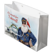 Pilot Santa is Flying for Christmas in the Sky  ラージペーパーバッグ (正面アングル)