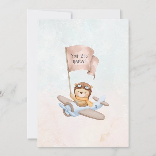 Pilot Teddy Bear Baby Shower Invitation 招待状 (裏面)