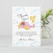 Pilot Teddy Bear Balloon Airplane Baby Shower  サンキューカード (スタンド正面)