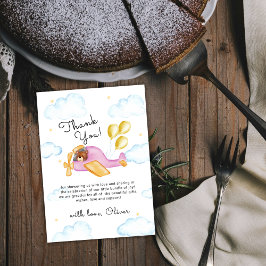 Pilot Teddy Bear Balloon Airplane Baby Shower  サンキューカード