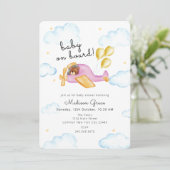Pilot Teddy Bear Balloon Airplane Baby Shower  招待状 (スタンド正面)