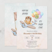 Pilot Teddy Bear Birthday Invitation 招待状 (正面/裏面)