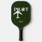 Pilot Typography & Airplane Funny Personalized ピックルボールラケット (裏面)