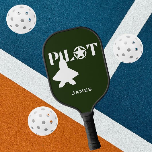 Pilot Typography & Airplane Funny Personalized  ピックルボールラケット