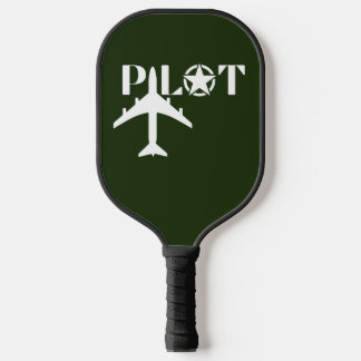 Pilot Typography & Airplane Minimalist Personalize ピックルボールラケット