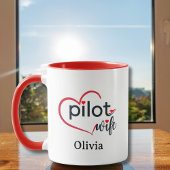 Pilot Wife Heart Airplane Romantic Custom Birthday マグカップ