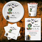 Pilot Zombie flying Airplane & Bat Funny Halloween シール