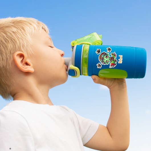 Pilot Zombie flying Airplane & Bat Funny Halloween シール