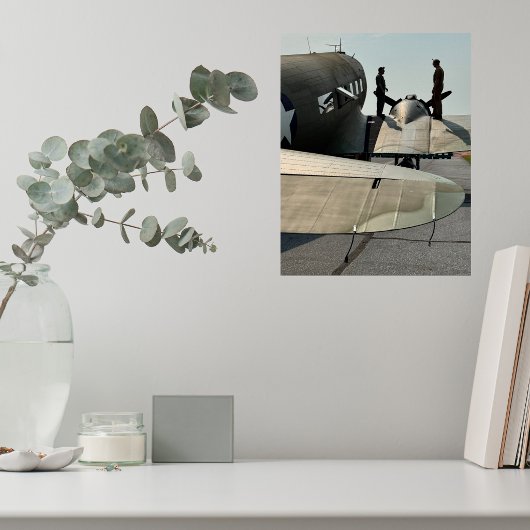 Pilots and Vintage Airplane Photo Cool Aviation ポスター