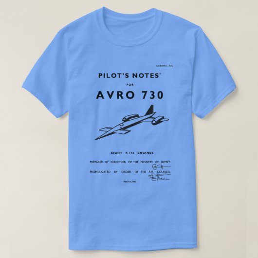 Pilots Notes for Avro  Tシャツ (デザイン正面)