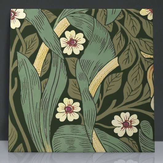 Pimpernelシームレス9 of 12フェイク金ゴールドおよびSage Green タイル